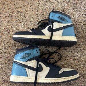 Air Jordan High-Top Sneakers in Blue and Cream